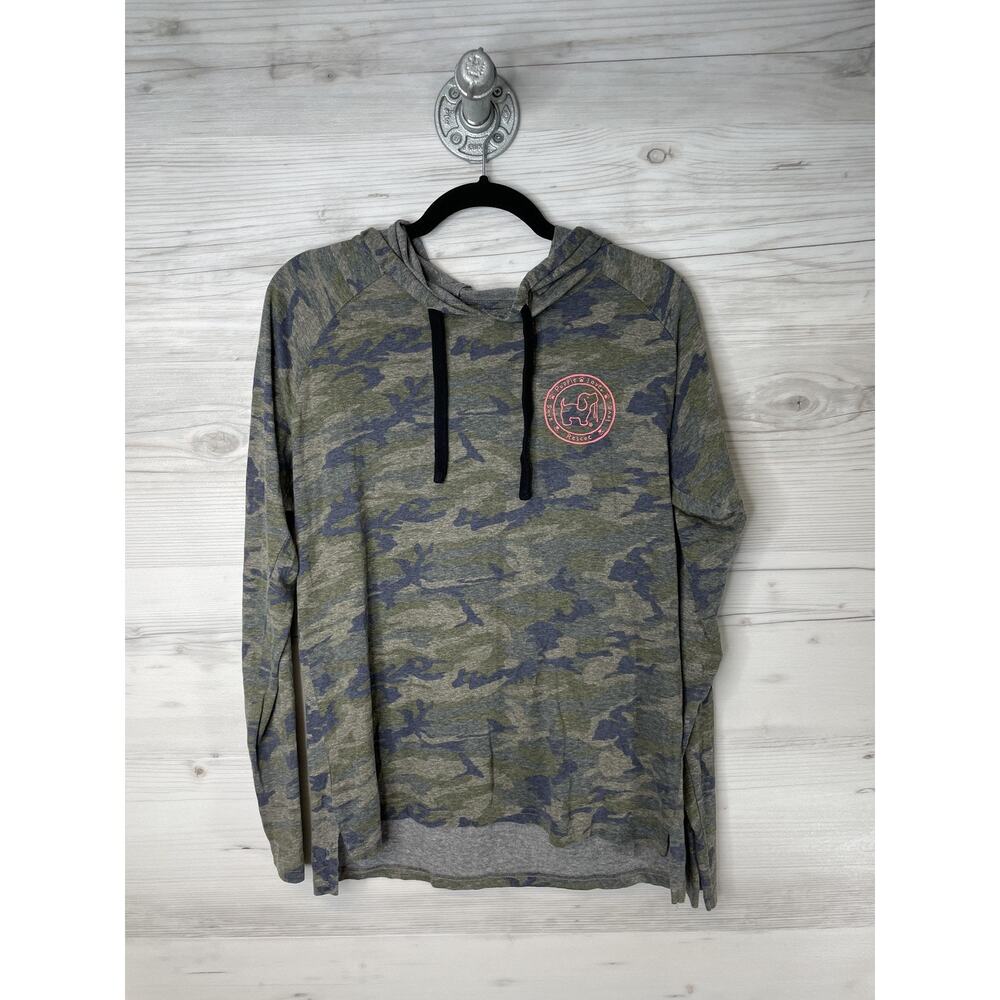 Puppie Love Hoodie Womens‎ Small Green Camo Long Sleeve Lightweight Dog Graphic